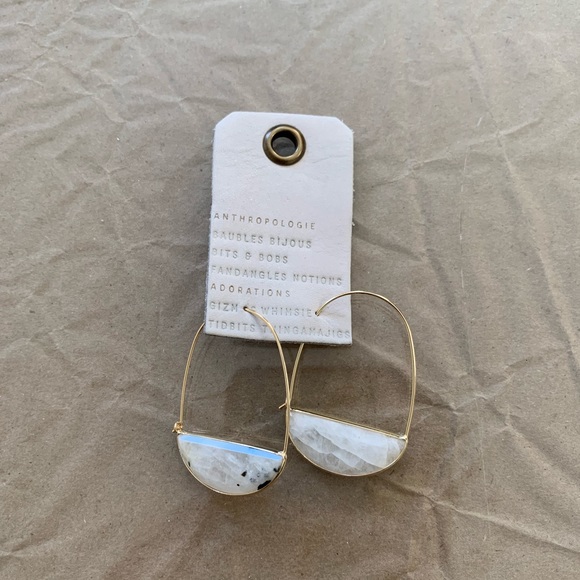 NWT Anthropologie • Precious Glass Crescent Hoops - Picture 2 of 7